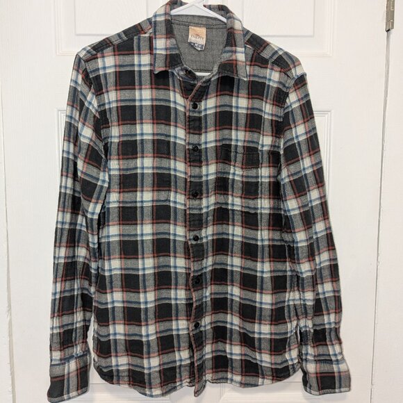 Faherty Plaid Reversible Long Sleeve Button Up Mens Size Medium 100% Cotton Gray - Picture 1 of 10